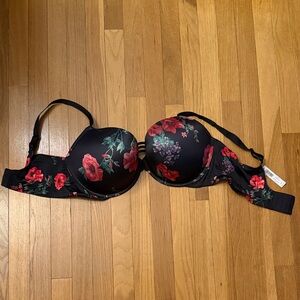 SOMA New Push Up Floral Black Bra
